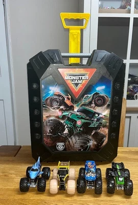 Hot Wheels Monster Jam 1:64 Monster Truck Carry Case Wheelie Suitcase Storage - Image 1 of 4