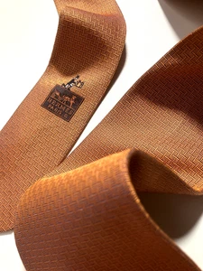 HERMES VINTAGE GENTLEMAN GESCHENK KRAWATTE IKONISCH ORANGE FARBE HIGH END FRANKREICH - Bild 1 von 17