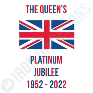 QUEEN'S PLATINUM JUBILEE UNION JACK FLAG - IRON ON TSHIRT TRANSFERS - A6 A5 A4 - Picture 1 of 5