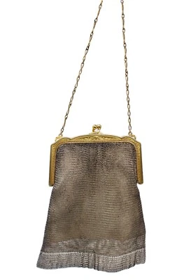 Antiguo bolso de malla Whiting & Davis Micro Dresden cadena marco dorado Art Deco Foto 1 de 4