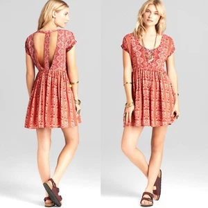 Free People Vestido Naranja al atardecer XS Babydoll Gran Tamaño Corte Geométrico - Imagen 1 de 8