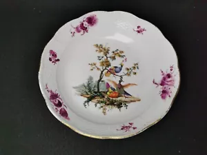 Meissen Piatto fondo XVIII secolo decorato al centro con uccelli D. 22cm - Picture 1 of 9