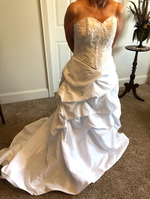 Demetrios Full Length Strapless White Wedding Gown - Size 8 - Free Shipping - Image 1 of 4