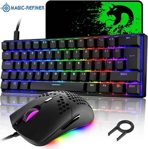 Magic-Refiner Reino Unido Diseño 60% Teclado Mecánico 6400 DPI Ratón Ultraligero para Juegos - Imagen 1 de 12