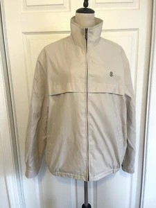 Izod Beige Khaki Windbreaker | Lightweight Full Zipper Jacket |Pockets | Medium - Picture 1 of 11