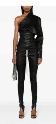 Blusa de couro Rick Owens Luxor um ombro It42 nova com etiquetas - Imagem 1 de 4