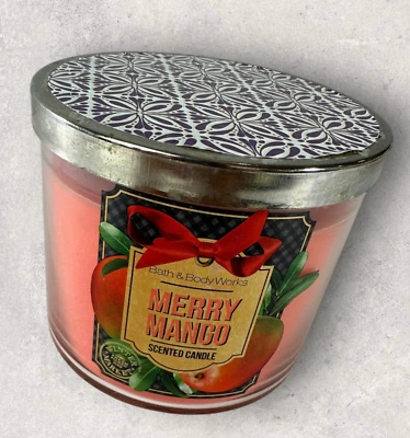 NEW! Bath & Body Works Merry Mango Scented 3 Wick Candle Large 14.5 OZ *Read Des - Image 1 of 4