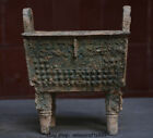 8 "Sammeln Chinese Old Bronze Ware Beast Gesicht 4 Fuß Ding Weihrauchbrenner
