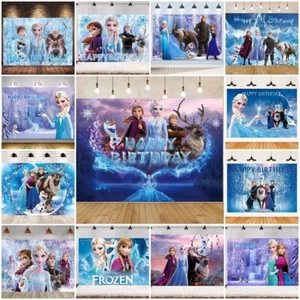 3D Frozen Elsa Backdrop Birthday Party Banner Photo Studio Background Decor AU - Picture 1 of 30