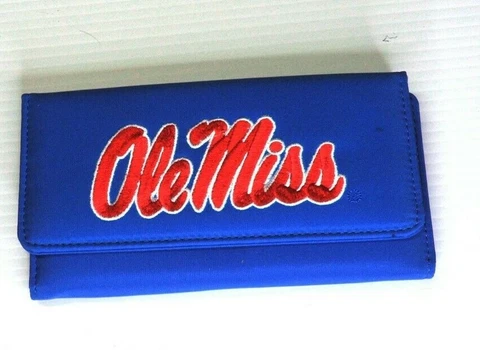 New Ole Miss Rebels Trifold Wallet Collegiate Purse Card Logo Embroidered Cover