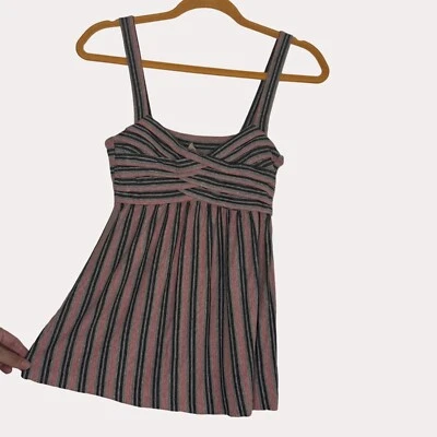 Blusa Bailey 44 Tejida Columpio Ajuste y Acampanada Rayas Gris Rosa XS bv Foto 1 de 4