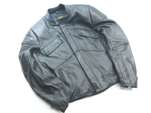 Vintage Black Yamaha Padded Cafe Racer Leather Motorcycle Jacket 44 M - Picture 1 of 19