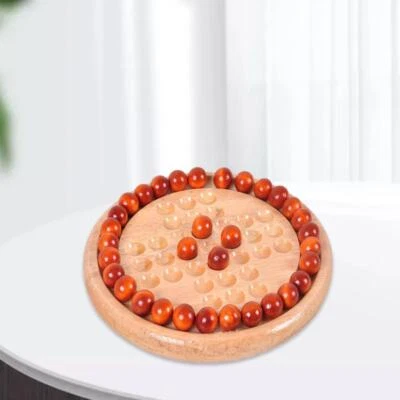 Handmade Wooden Solitaire Board Game Set 33 Balls 1 or 2 Player IQ Mind - Image 1 of 4