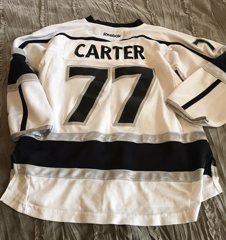 JEFF CARTER Los Angeles KINGS Hockey REEBOK Sewn Youth LARGE XL Jersey NHL White Cover