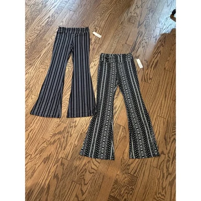 No Boundaries Pull On Flare Pants 32” Inseam 2 Women XS NWT black striped Aztec  - Image 1 of 4