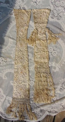 Edwardian Embroidered Silk Fringe Passementeries Trim Remnants Salvage from Coat - Image 1 of 4