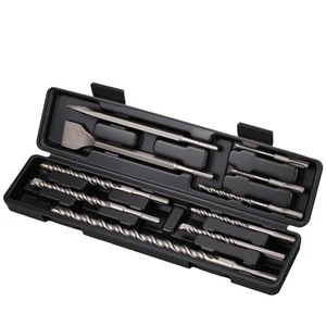 10pcs SDS Plus Hammer Drill Bit Point/Flat Chisel Concrete Drill Chisels Set - Picture 1 of 6