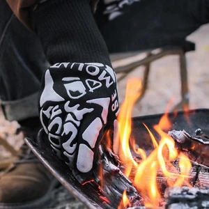 BBQ Heat Resistant Gloves Oven Grill Pot Holder Kitchen Cooking Mitts - Picture 1 of 6