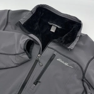 Eddie Bauer Jacket Men Small Gray Fleece Lined Soft Shell Full Zip Outdoor - Picture 1 of 9