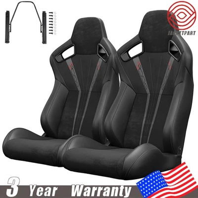 Par de asientos con canastilla de carreras para asientos de carreras reclinables de PVC a rayas grises Pontiac Foto 1 de 4