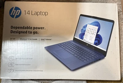 HP Stream 14" Windows Laptop Intel Processor N4120 4GB RAM 64GB eMMC, Blue New - Image 1 of 2