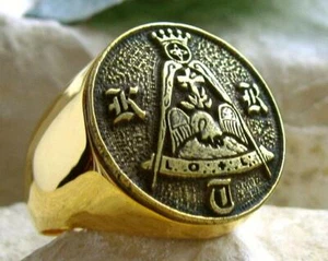 18th MASONIC ROSE CROIX RING DEGREE BAGUE PATCH SILVER MASON PIN [ D28 GOLD ]