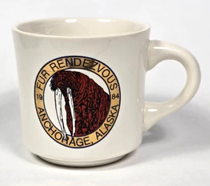 VTG 1984 Fur Rendezvous, Anchorage Alaska, Coffee Mug / Cup, Gold Gilt, AS IS - Picture 1 of 10