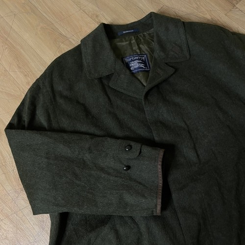 Giacca Trench VINTAGE Burberry ALPACA LANA VERGINE uomo verde oliva TAGLIA XL