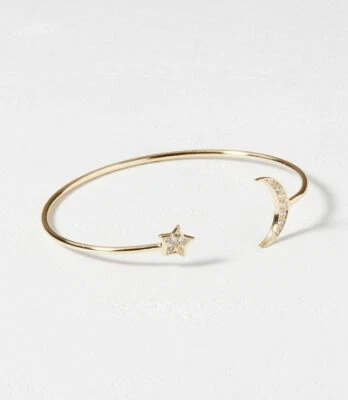 SHASHI Moon & Star Cuff Bracelet Bangle - Rose gold, Gold Vermeil Plate MSRP $63 - Image 1 of 4