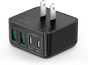 40W 4-Port USB-C Wall Charger PD/QC - Fast Charge iPhone 16/15, Samsung, iPad - Photo 1 sur 6