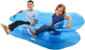 Inflatable Blue Sofa Couch 73" – Portable, Waterproof, Indoor/Outdoor, Basement - Picture 1 of 4