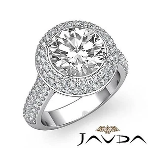 3 kt runder Halo pave Diamant Verlobungsring GIA-zertifiziert F VS2 14 kt Weißgold - Bild 1 von 7