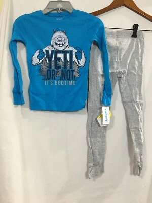 New Carter's Boys Yeti Pajama set Snug Fit Long Sleeve Pants Blue Gray U pick - Image 1 of 4