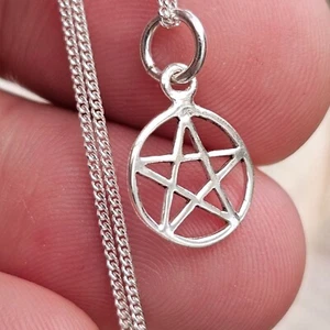 Pentacle Necklace Pendant 16" Chain 925 Sterling Silver Pagan Jewellery & Boxed - Picture 1 of 21