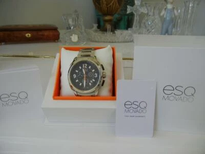 NIB MENS ESQ MOVADO EXCEL CHRONOGRAPH STAINLESS STEEL DRESS WATCH 07301417 $495 - Image 1 of 4