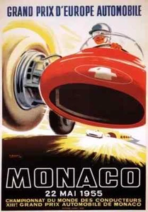 Vintage Monaco Rennwagen Poster Druck Grand Prix Classic selten Motorsport A4 - Bild 1 von 2