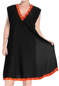 LA LEELA Women's Beachwear Swim Coverup for Swimwear Kaftan US 8-14 Black_B960 - Picture 1 of 3