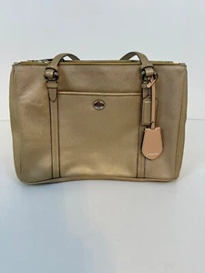 Coach Peyton Schultertasche Carryall Gold Leder 2 große Reißverschlussfächer. - Bild 1 von 17