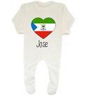 Personalised Equatorial Guinea Football Nation Flag Baby Grow Sleepsuit Boy Girl