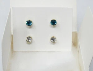 Vintage Avon Dazzling Duo Stud Earrings (2 pair) - "Cool Colors" - Picture 1 of 2
