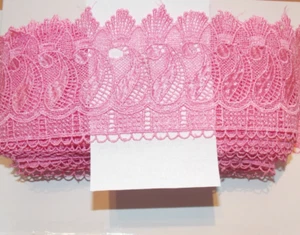 8cm LIGHT PINK embroidered guipure lace bridal wedding dress prom trim veil - Picture 1 of 1
