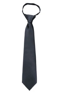 Men's Charcoal Solid Pretied Zipper Necktie Weddings Business School Occasion - Picture 1 of 1