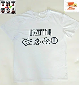 T-Shirt LED Zeppelin XL weiß mit schwarzem Schriftzug - Bild 1 von 2