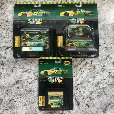 Racing Champions 1996 John Deere Chad Little #23 Diecast 1:64 Car with Stand  - Image 1 of 4