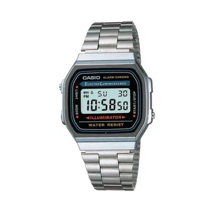 Casio A168W-1 Herren Klassische Digitaluhr Edelstahl Illuminator - Bild 1 von 5
