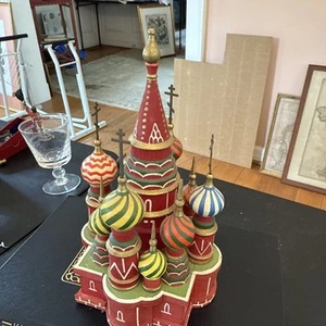 Vintage Russian Wood Carved Onion Dome Church Cathedral St Basil 9" Wooden - Picture 1 of 14