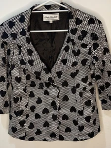 Sonia Stradiotto Couture Blazer Jacket Womens Size 10 White Black Button Up - Picture 1 of 12