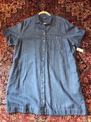 Nuevo con etiquetas Vestido Camisa Jean Denim Azul Marino Antiguo Para Mujer XL 14 16 Favorecedor Clásico Foto 1 de 4