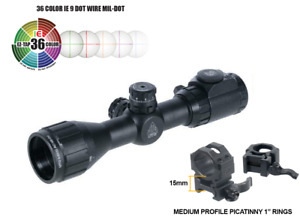 Leapers UTG 3-9X32 36Color Mil-Dot Reticle 1inch BugBuster AO Rifle Scope &Rings
