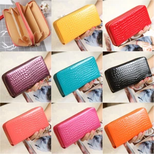 Women Double Zipper Clutch Large Wallet Card Holder Purse Phone Wristlet Bag US - Picture 1 of 22